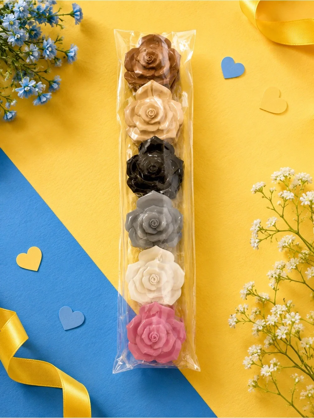 Set of 6 flower hair clips